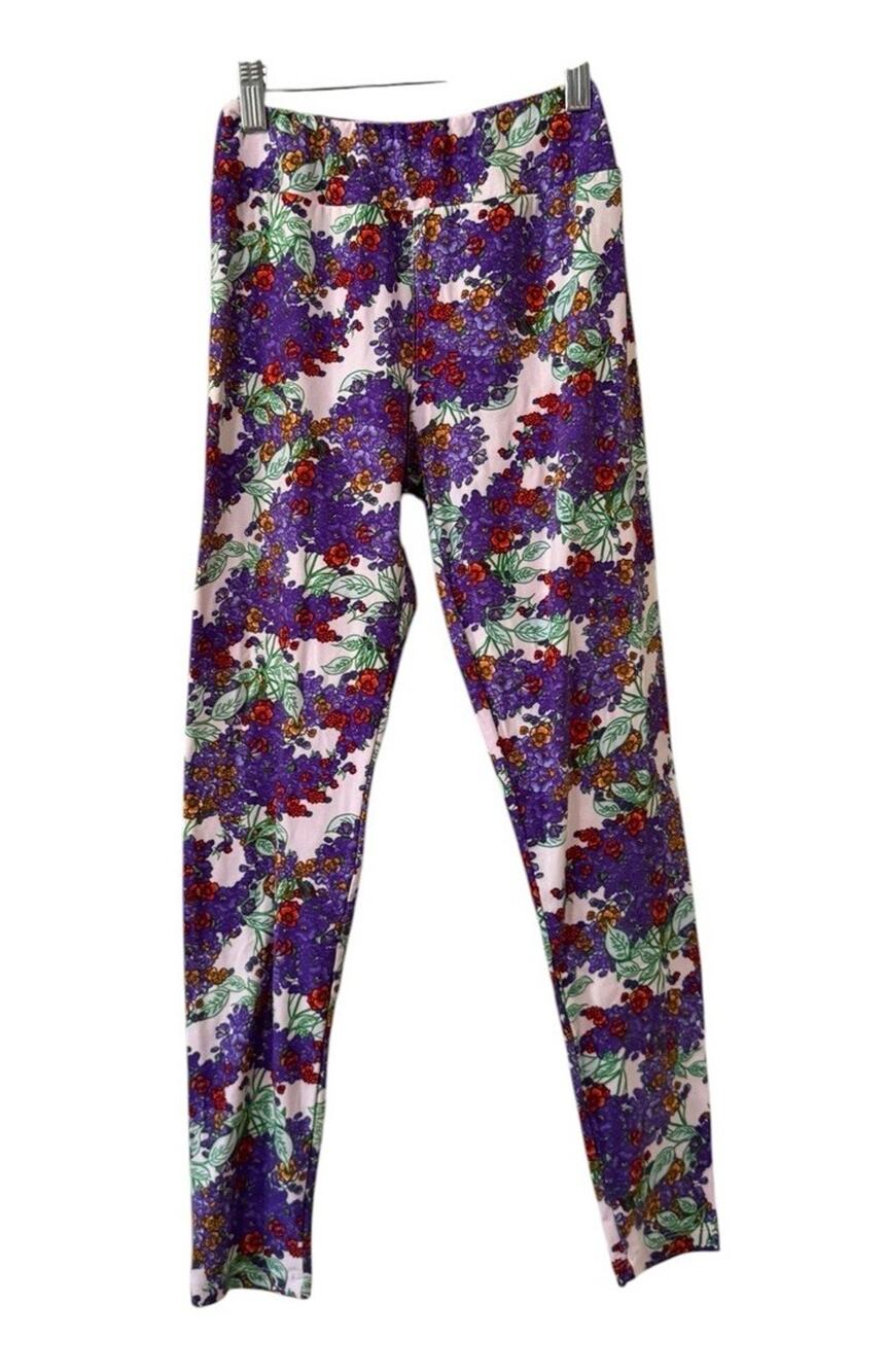LulaRoe Women Size OS Leggings Stretch Soft Teacher Floral Cottagecore Colorful‎
